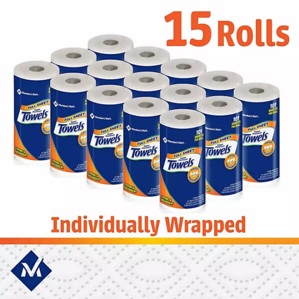 Member's Mark Premium Full Sheet 2-Ply Paper Towels, Huge Rolls (101 sheets/roll, 15 rolls) - Image 2