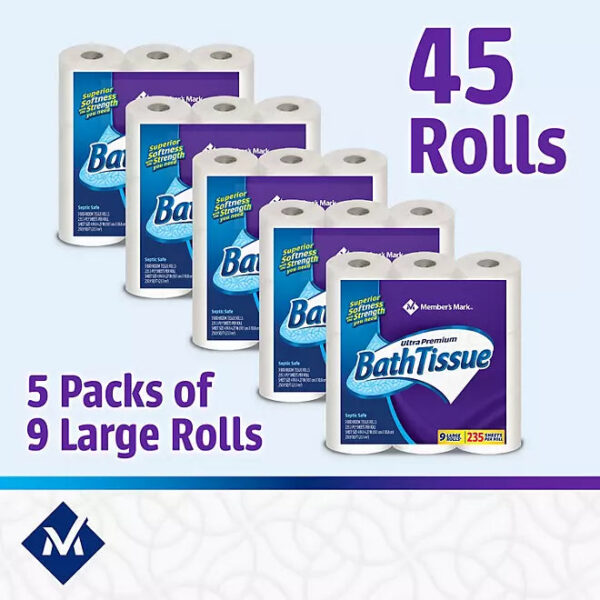 Member's Mark Ultra Premium Soft & Strong 2-Ply Toilet Paper (235 sheets/roll, 45 rolls) - Image 2