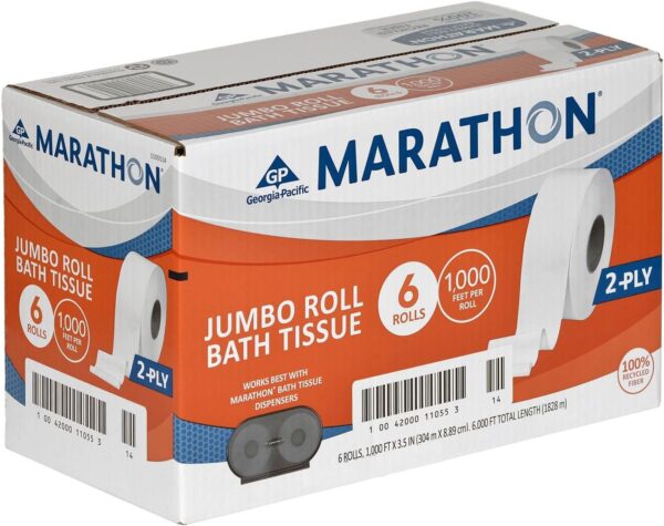 Marathon Jumbo Roll 2-Ply Toilet Paper, Septic Safe (1000 ft./roll, 6 rolls)